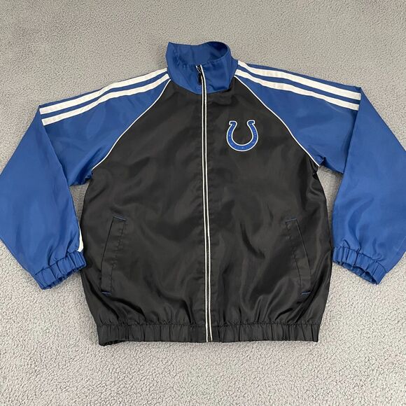 Vintage Indianapolis Colts Jacket Men M Black Windbreaker NFL Full Zip - Picture 1 of 9